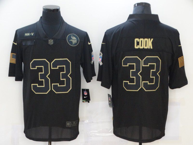 Men Minnesota Vikings 33 Cook Black gold lettering 2020 Nike NFL Jersey